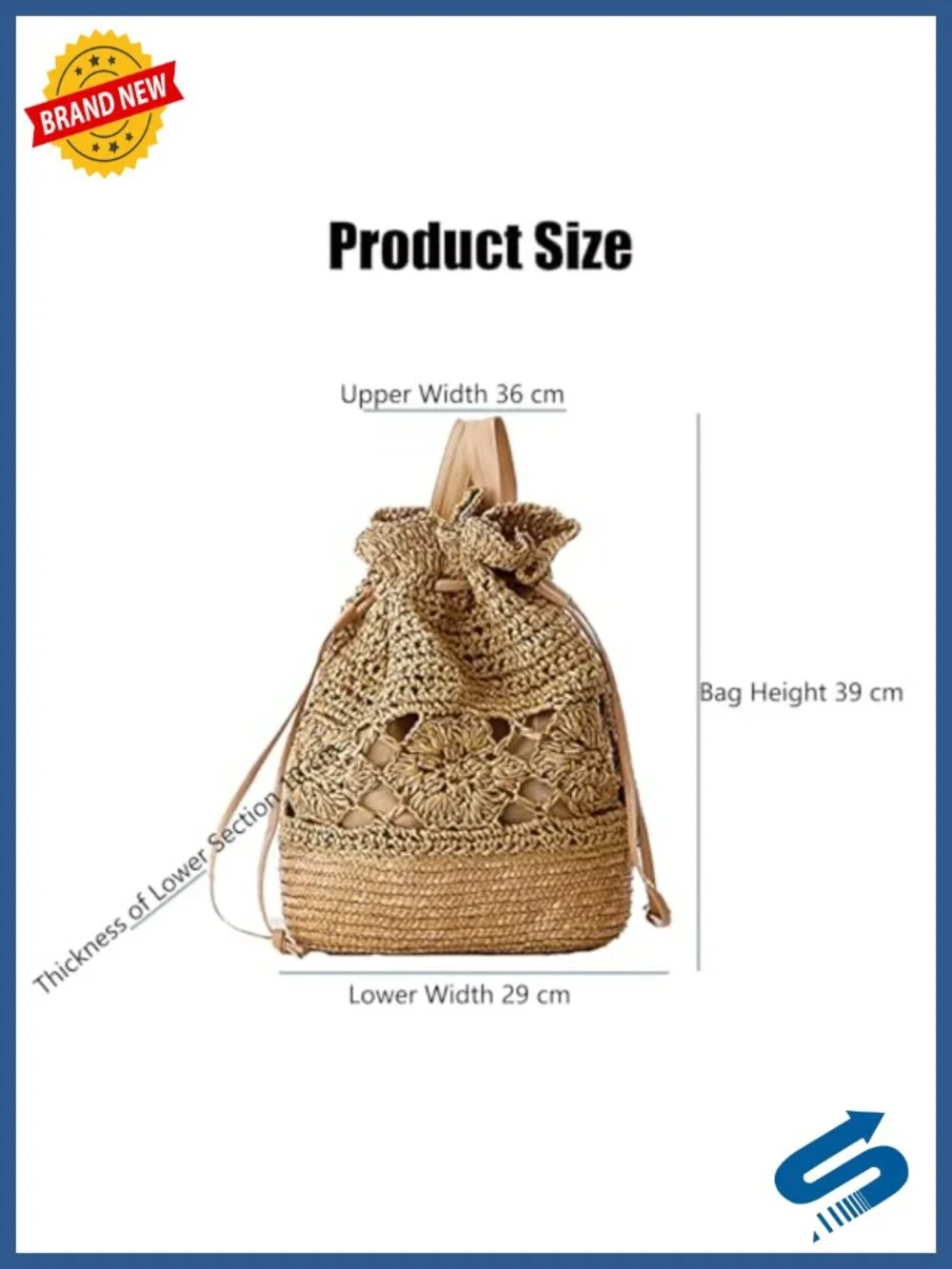 Woven Straw Backpack Hollow Design Summer Beach Casual Daypack